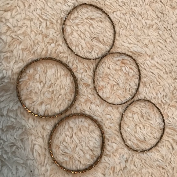 Bundle of 5 Bronze Tone Bangle Bracelets - Picture 5 of 5